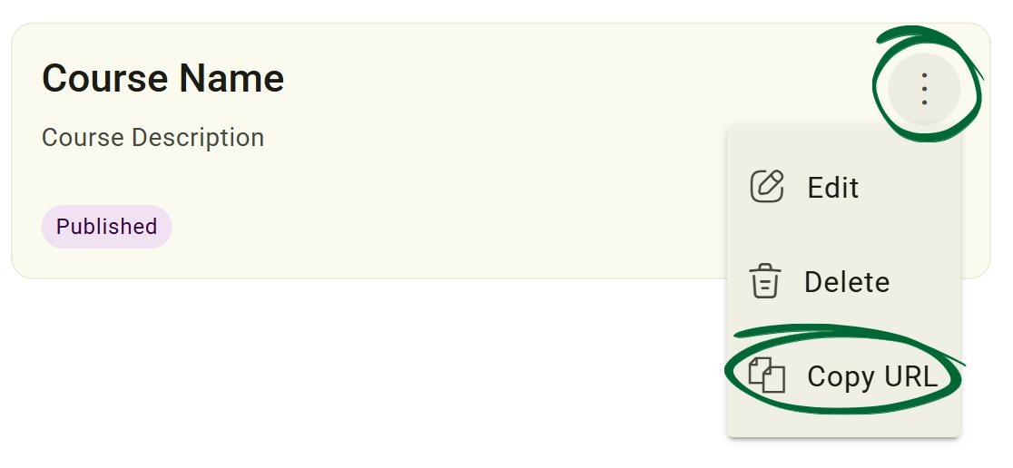 Copy Course URL screenshot